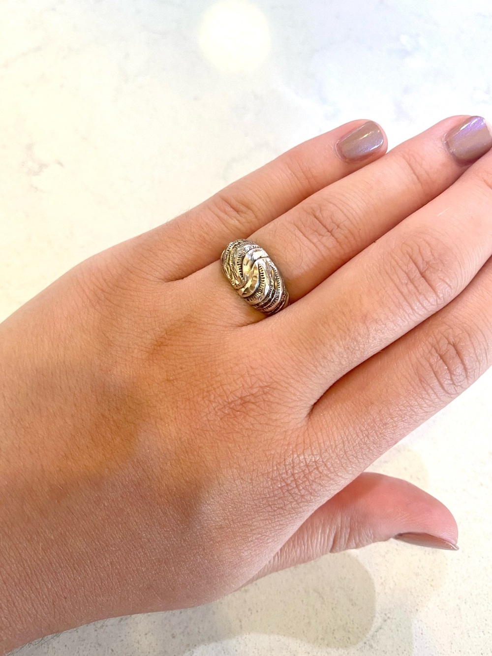 Vintage sterling silver dome twist ring size 6